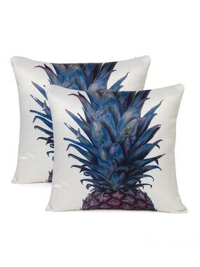 Ousssum Cotton Pineapple Printed Farmhouse Cushion Cover Pillow Case Set of 2